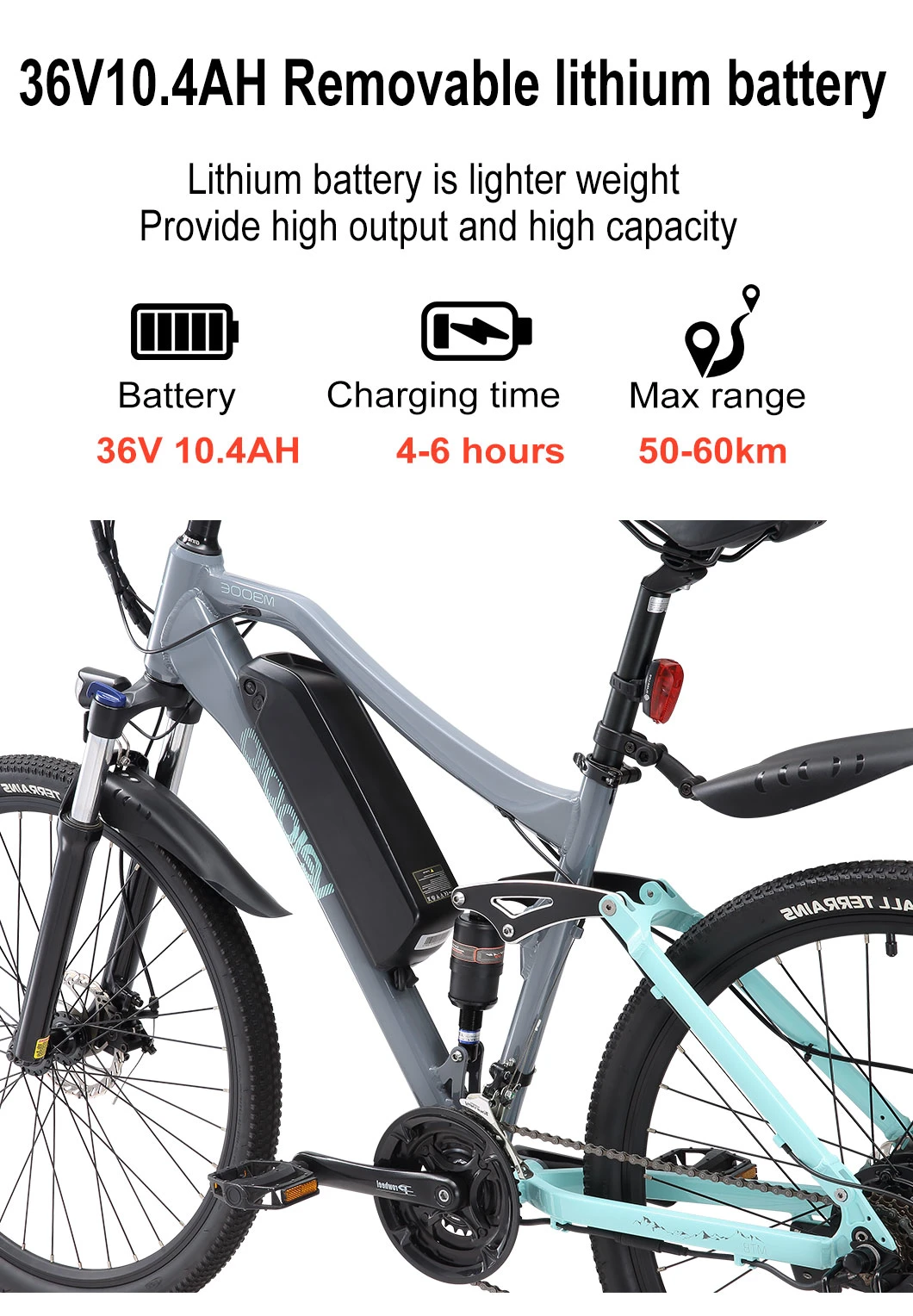 Electric MTB Ebike 27.5&prime;&prime; Comes with Removable Battery